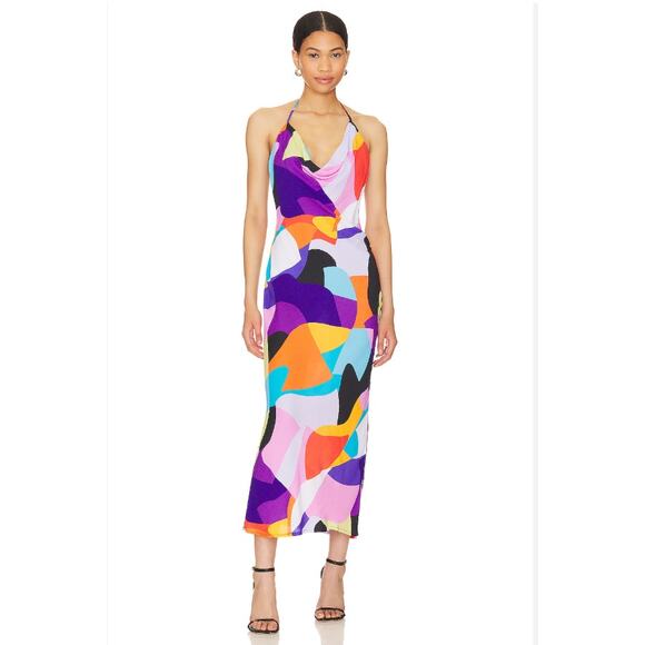 AFRM Dresses & Skirts - AFRM Rowland Abstract Color Block Maxi Dress Multicolor Women’s L NWT